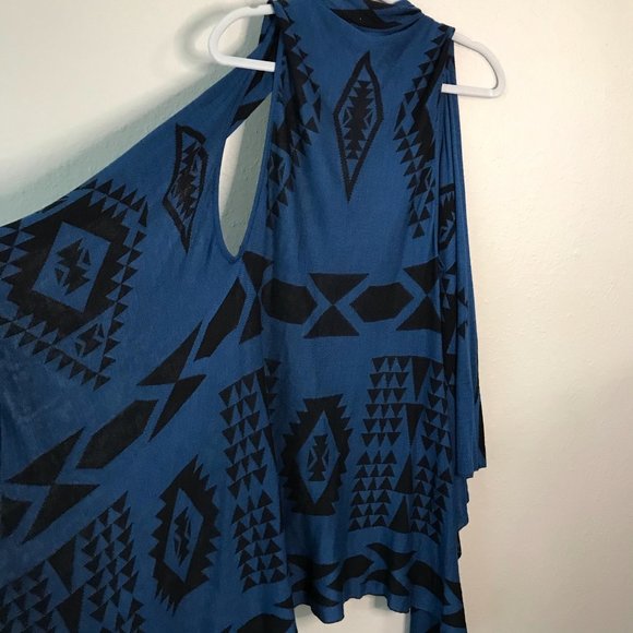 Orange FV Blue & Black Aztec sleeveless Cardigan - Picture 6 of 6